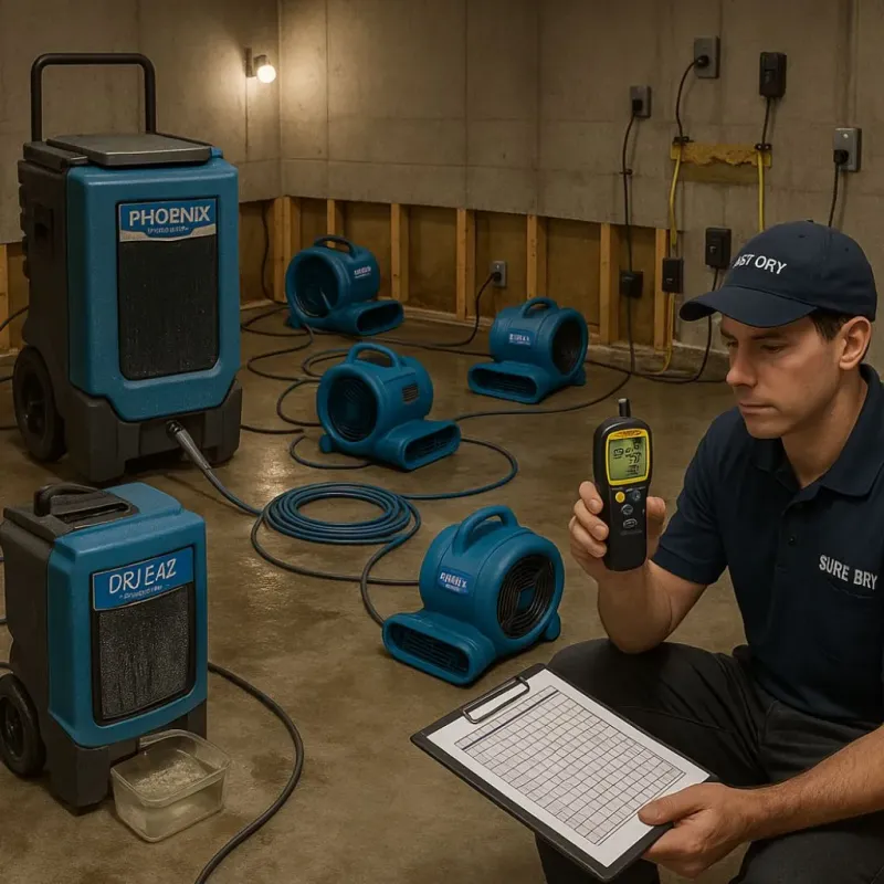 Structural Drying and Dehumidification process in Pine Lawn, MO
